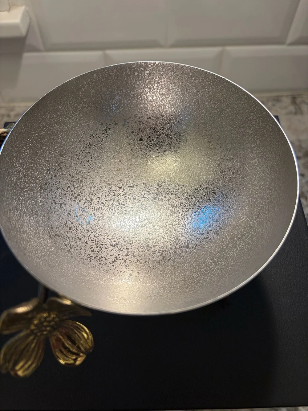Michael Aram Silver Bowl with Gold Flower Base